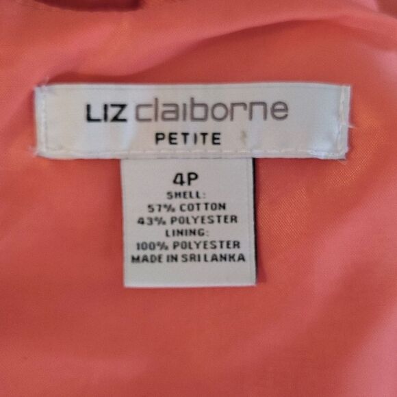 VTG Liz Claiborne Coral Pink Sleeveless Textured Mini Shift Dress Size 4 Petite - Picture 10 of 15